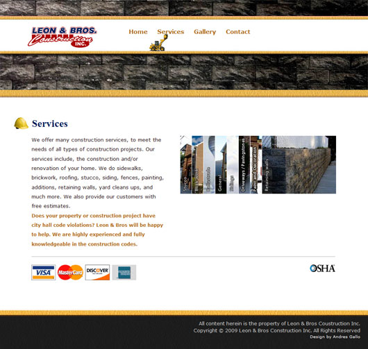 Leon Brothers Construction Webpage